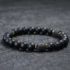 Unique Natural Stone Bracelet Men 8mm Obsidian Tiger Eyes Beaded Braclet Homme Hand Accessories Black Strand Brazalete Pulseira